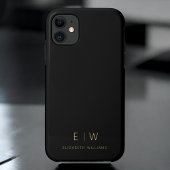 Klassieke Zwart Goud Minimalistische Monogram Naam Case-Mate iPhone Case
