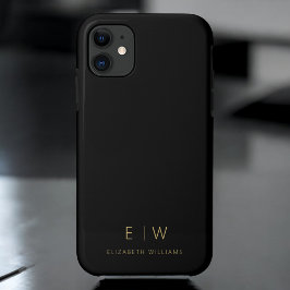 Klassieke Zwart Goud Minimalistische Monogram Naam Case-Mate iPhone Case