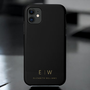 Klassieke Zwart Goud Minimalistische Monogram Naam Case-Mate iPhone Case