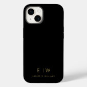 Klassieke Zwart Goud Minimalistische Monogram Naam Case-Mate iPhone Case (Achterkant)