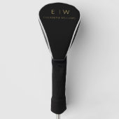 Klassieke Zwart Goud Minimalistische Monogram Naam Golfheadcover (Voorkant)