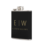Klassieke Zwart Goud Minimalistische Monogram Naam Heupfles (Links)