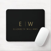 Klassieke Zwart Goud Minimalistische Monogram Naam Muismat (Met muis)
