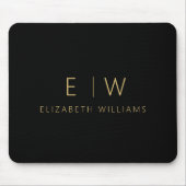 Klassieke Zwart Goud Minimalistische Monogram Naam Muismat (Voorkant)