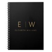 Klassieke Zwart Goud Minimalistische Monogram Naam Notitieboek (Voorkant)