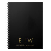 Klassieke Zwart Goud Minimalistische Monogram Naam Notitieboek (Voorkant)