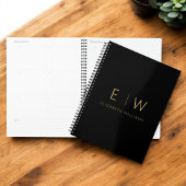Klassieke Zwart Goud Minimalistische Monogram Naam Planner