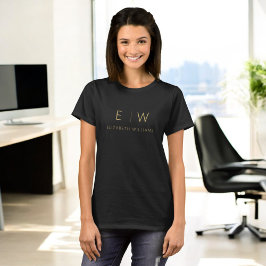 Klassieke Zwart Goud Minimalistische Monogram Naam T-shirt