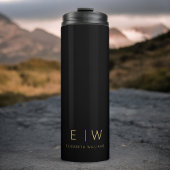 Klassieke Zwart Goud Minimalistische Monogram Naam Thermosbeker