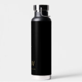 Klassieke Zwart Goud Minimalistische Monogram Naam Waterfles (Links)