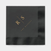 Klassieke Zwart & Goud Monogram Huwelijk Folie Servetten (Voorkant)