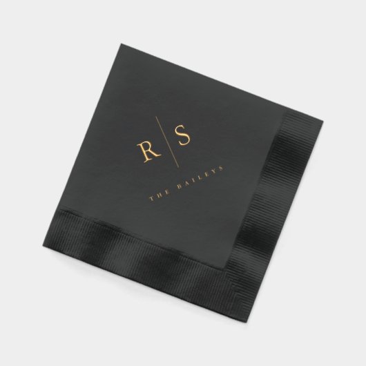 Klassieke Zwart & Goud Monogram Huwelijk Folie Servetten (Links)