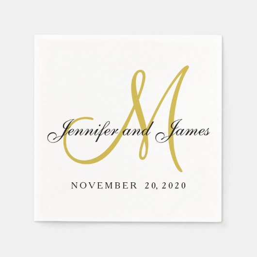 Klassieke Zwart Goud Monogram Papieren servetten (Voorkant)