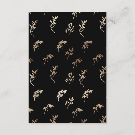 klassieke Zwart Goud Wit kuif bruiloft details Informatiekaartje (Achterkant)