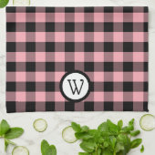 Klassieke zwart-roze buffelplaat met monogram theedoek (Gevouwen)