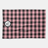 Klassieke zwart-roze buffelplaat met monogram theedoek (Horizontaal)