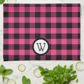 Klassieke zwart-roze buffelplaat met monogram theedoek (Gevouwen)