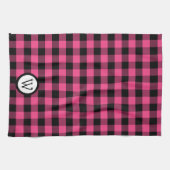 Klassieke zwart-roze buffelplaat met monogram theedoek (Horizontaal)