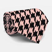 Klassieke zwart-roze houndstooth stropdas (Opgerold)
