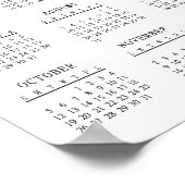 Klassieke zwart-wit 2025 Eenvoudige basiskalender Poster (Hoek)