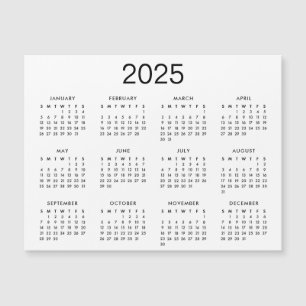 Klassieke zwart-wit 2025 kalender magneet