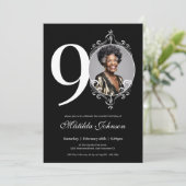 Klassieke Zwart Wit Aangepaste Foto 90e Verjaardag Kaart (Staand voorkant)