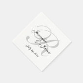 Klassieke Zwart & Wit Aangepaste Monogram Papieren Servetten (Hoek)
