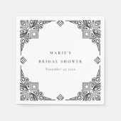 Klassieke Zwart-Wit Art Deco Versierde Bruidsdouch Servet (Voorkant)