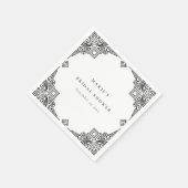 Klassieke Zwart-Wit Art Deco Versierde Bruidsdouch Servet (Hoek)