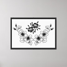 Klassieke zwart-wit bloemen canvasprint