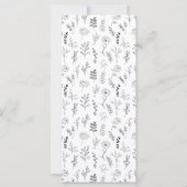 Klassieke zwart wit bloemenbruiloft menukaarten (Achterkant)