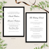 Klassieke Zwart-Wit Border Wedding Details & Kaart