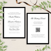Klassieke Zwart-Wit Border Wedding QR Code Kaart