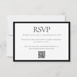 Klassieke Zwart Wit Bruiloft Aangepaste QR Code On RSVP Kaartje