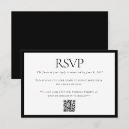 Klassieke Zwart Wit Bruiloft Aangepaste QR Code On RSVP Kaartje