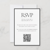 Klassieke Zwart Wit Bruiloft Aangepaste QR Code On RSVP Kaartje (Voorkant)