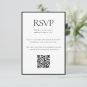 Klassieke Zwart Wit Bruiloft Aangepaste QR Code On RSVP Kaartje (Staand voorkant)