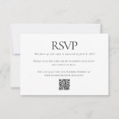 Klassieke Zwart Wit Bruiloft Aangepaste QR Code On RSVP Kaartje (Voorkant)