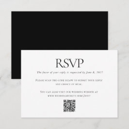 Klassieke Zwart Wit Bruiloft Aangepaste QR Code On RSVP Kaartje