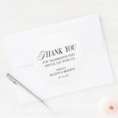 Klassieke zwart-wit bruiloft dank u ronde sticker (Envelop)