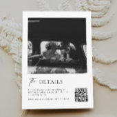 Klassieke zwart-wit bruiloft details QR-code Informatiekaartje