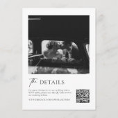 Klassieke zwart-wit bruiloft details QR-code Informatiekaartje (Voorkant)