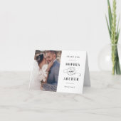 Klassieke zwart-wit bruiloft foto bedankkaart (Voorkant)