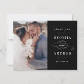 Klassieke zwart-wit bruiloft foto bedankkaart (Voorkant)