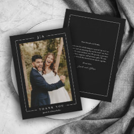 Klassieke zwart-wit bruiloft foto bedankkaart