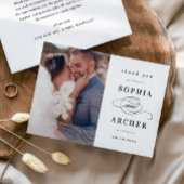 Klassieke zwart-wit bruiloft foto bedankkaart