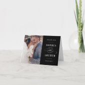 Klassieke zwart-wit bruiloft foto bedankkaart (Voorkant)