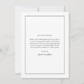Klassieke zwart-wit bruiloft foto bedankkaart (Achterkant)