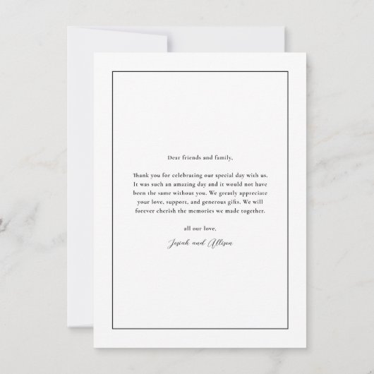 Klassieke zwart-wit bruiloft foto bedankkaart (Achterkant)