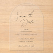 Klassieke zwart-wit bruiloft Save the Date Acryl Uitnodigingen (Voorkant)